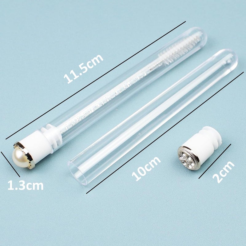 SenRocc 20pcs Mascara Wands Tube Reusable Lash Spoolies Pear Diamond Tube Eyelash Brush Tubes Spoolies Lash Extension Brushes Applicators Makeup Tools (Pearl-Diamond-MlX) - Image 3